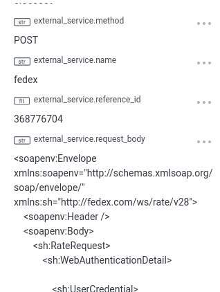FedEx XML request view
